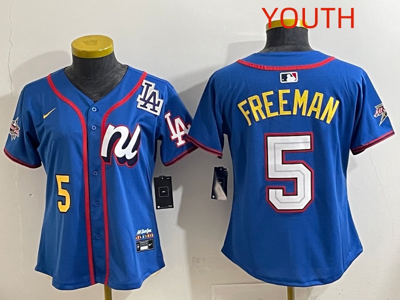 Youth 2025 Los Angeles Dodgers #5 Freeman Blue Nike 2025 MLB All Star Jersey style 008